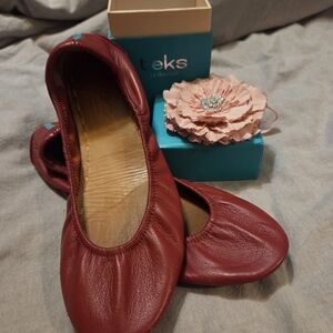 Tieks Burgundy Leather Ballet Flats